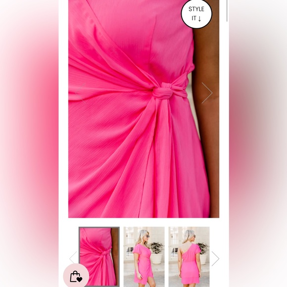 Pink Lily One Shoulder Hot Pink Mini Dress - Picture 4 of 6